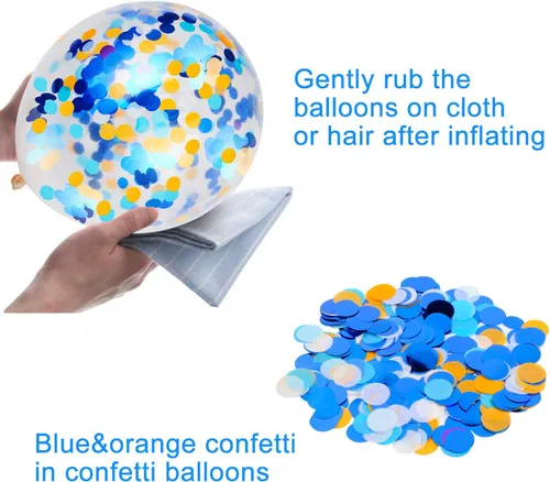 Miniatura 5 de Globos de látex naranja, azul y verde con globos de confeti para fiesta de cumpleaños de dinosaurio baby shower (80 paquetes)