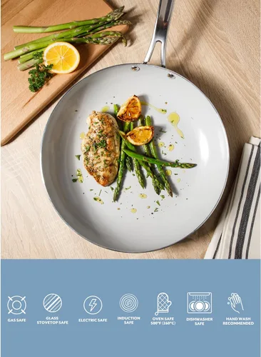 Miniatura 4 de Sur La Table Kitchen Essentials Potluck Porch Sartén para Freír Profunda de 12 Pulgadas Sartén de Aluminio Libre de PFA Utensilios de Cocina de Negro
