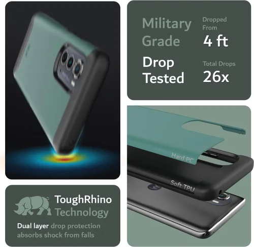 Miniatura 3 de TUDIA DualShield Merge - Funda protectora para Motorola Edge 2022, a prueba de golpes, grado militar, delgada, antideslizante, de doble capa, Verde