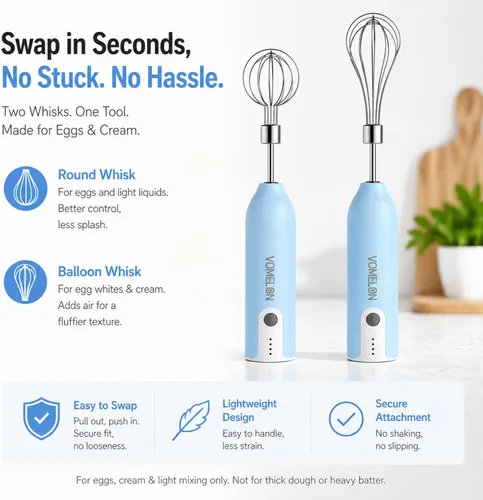 Miniatura 8 de Batidor de huevos, batería recargable de control inalámbrico eléctrico de múltiples velocidades, batidor de globos para huevos, crema de batido