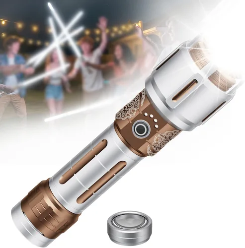 Miniatura 10 de SKYFIRE Linternas LED recargables de alto lúmenes, 10000 mAh, linterna súper brillante, luz táctica con zoom, 10 modos, IPX6, impermeable, para Rojo