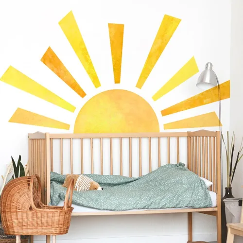 Miniatura 8 de 45.6 x 23.8 pulgadas, diseño bohemio de medio sol, calcomanías de pared removibles para pared, vinilo para despegar y pegar, calcomanías de medio