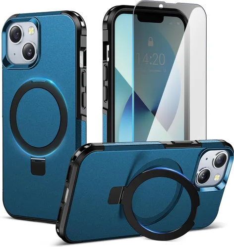 Miniatura 19 de jaroco Funda para iPhone 13, con [Protector de Pantalla de Privacidad] [Soporte Magnético con Patilla] [Compatible con MagSafe], Funda de Teléfono