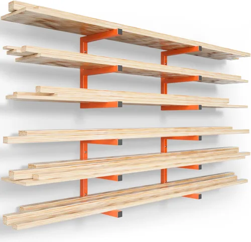 YYR Soporte de organizador de madera y estante de almacenamiento de madera para montaje en pared, estante de metal resistente de 6 niveles con