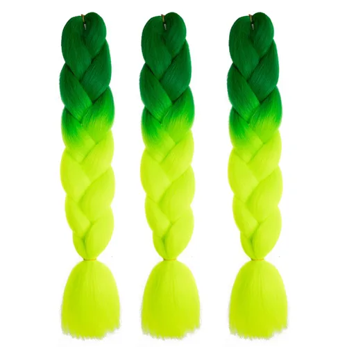 Miniatura 41 de Xiaofeng Extensiones de cabello trenzado coloridas Ombre de 61 cm, 3 unidades, trenzas Jumbo de alta temperatura para trenzas en zigzag y trenzas