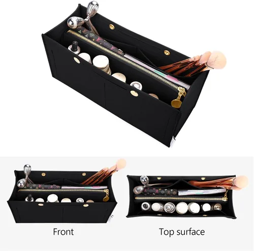 Miniatura 5 de LEXSION Organizador de fieltro para bolso, organizador de bolso con bolsillo desmontable con cremallera para ONTHEGO GM, 3 tamaños 8034, negro