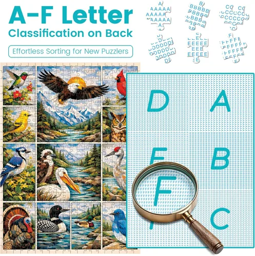 Miniatura 4 de Rompecabezas de 500 piezas para adultos, rompecabezas de pájaros y águila para adolescentes mayores, collage colorido de montaña, lago, vida