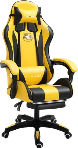 Miniatura 3 de KEUVEN Silla para videojuegos, silla de computadora con reposapiés y soporte lumbar, silla de juego ajustable en altura con asiento giratorio