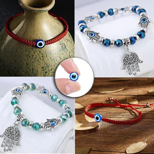 Miniatura 3 de 400 cuentas azules contra el mal de ojo para hacer joyas de 0.315 pulgadas (0.315 in), dijes de mal de ojo para hacer pulseras hechas a mano