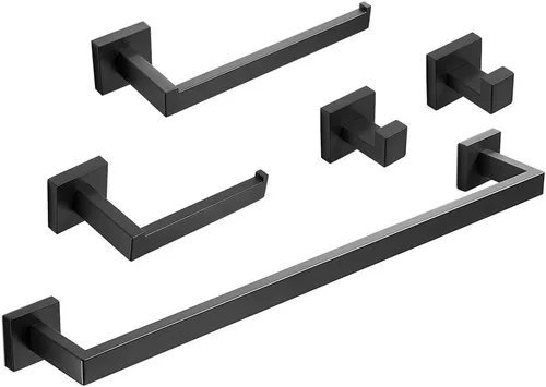 Miniatura 10 de Juego de accesorios de baño de 23.6 pulgadas, 2 ganchos para toallas, soporte para papel higiénico, soporte para toallas de mano, accesorios de baño