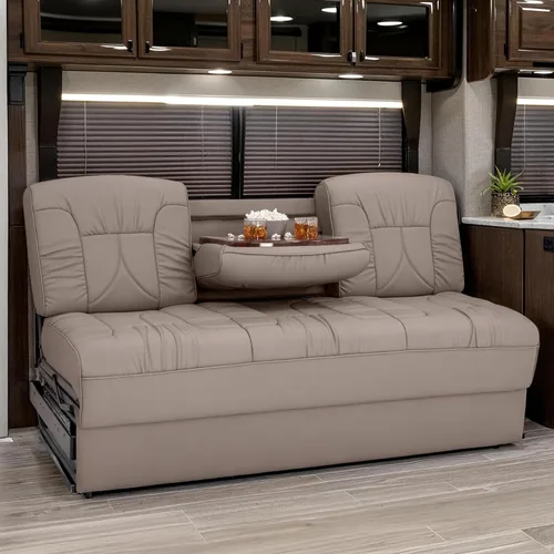 Miniatura 10 de De Leon - Sofá cama consola para caravana, 66 pulgadas de ancho, cuero definitivo, color bisque