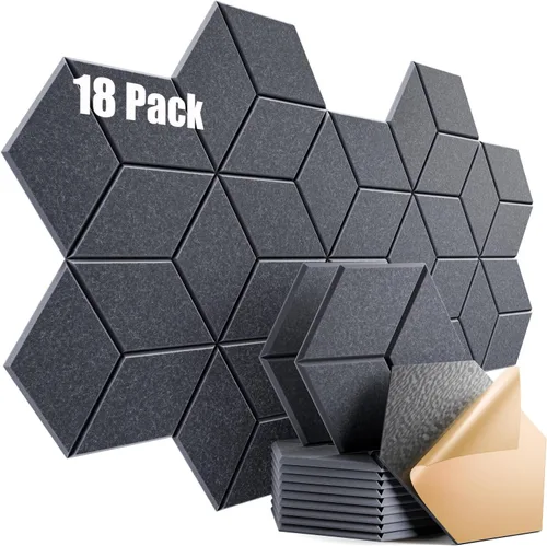 Miniatura 8 de Paquete de 12 paneles acústicos autoadhesivos de 12 x 10 x 0.4 pulgadas, paneles de espuma a prueba de sonido con alta densidad, diseño forrado
