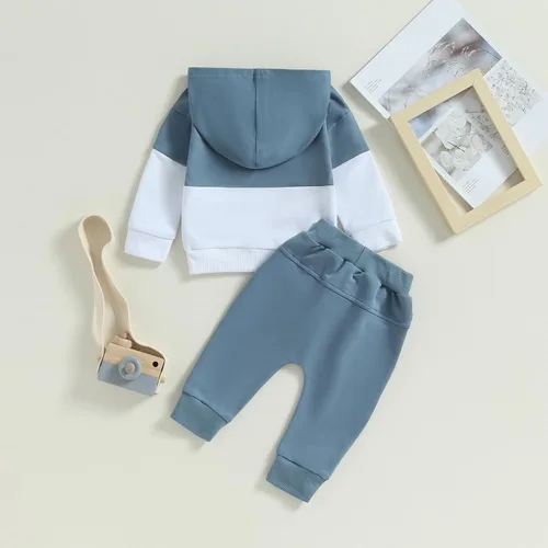 Miniatura 83 de Conjunto de ropa de otoño e invierno para bebé y niño, sudadera larga con capucha y pantalones para niños pequeños, 6, 12, 18, 24 meses, 2T
