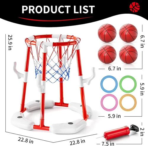 Miniatura 6 de Juguetes de aro de baloncesto para piscina para niños de 4-8, 8-12 años y adultos, juegos de piscina de natación al aire libre de verano, juguetes