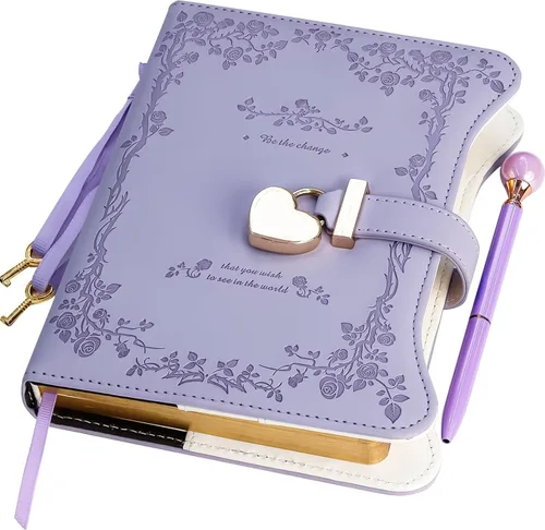 Miniatura 16 de Hoci Poci Agenda con candado y llaves para niñas, ideas de regalo para niñas, diario de 360 páginas con bordes dorados para mujeres, cuaderno