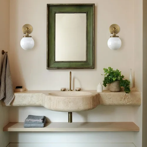 Miniatura 3 de Pathson Aplique de pared cableado con globo blanco, luz de tocador de baño de latón con interruptor de encendido y apagado, lámparas de pared