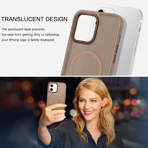 Miniatura 8 de BENTOBEN Funda magnética para iPhone 12, iPhone 12 Pro [compatible con Magsafe] translúcida mate, delgada, delgada, a prueba de golpes, para Marrón