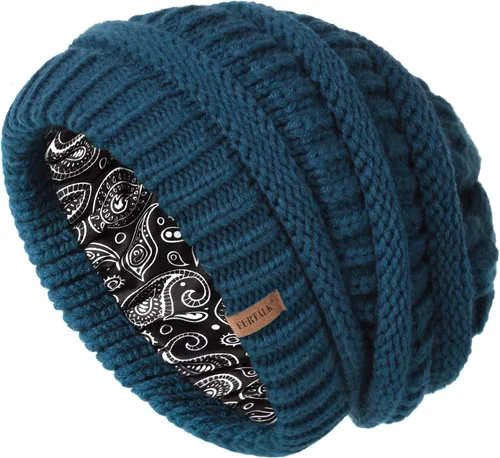 Miniatura 33 de FURTALK Gorro de invierno para mujer, con forro de satén, tejido trenzado, grueso, holgado, gorro cálido