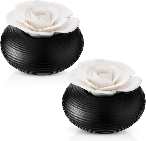 Miniatura 10 de Honeydak 1 pieza Difusor de cerámica de flores hecho a mano, difusor de aceite esencial pasivo de porcelana blanca con base, decoración decorativa