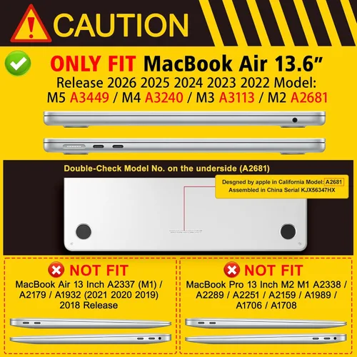 Miniatura 2 de May Chen para M4 MacBook Air de 13.6 pulgadas Funda 2025 2024 2023 2022 Modelos: A3240 A3113 M3 A2681 M2, Carcasa de plástico rígido para MacBook