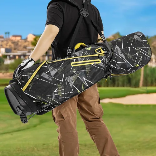Miniatura 3 de Bolsas de soporte de golf Geesee con divisores de 4 vías en la parte superior, cubierta contra la lluvia, capucha protectora solar y bolsas de golf