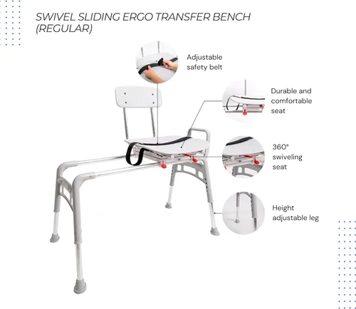 Miniatura 9 de Eagle Health Supplies Silla de ducha deslizante con asiento giratorio, elegible para FSA/HSA, bancos de ducha ajustables en altura para ducha