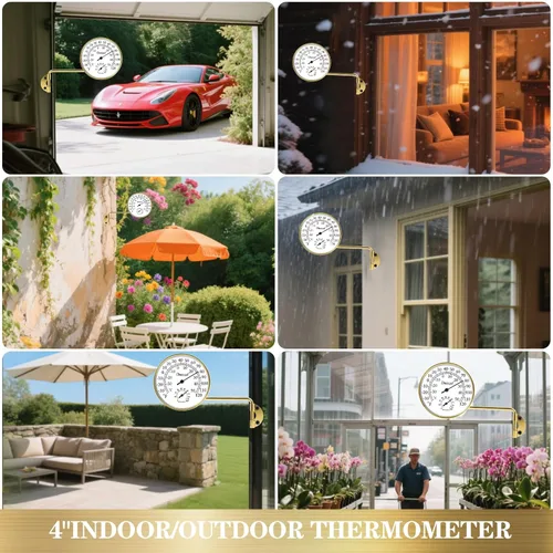 Miniatura 6 de Termómetro para exteriores, resistente a la intemperie y medidor de temperatura exterior decorativo para ventana, accesorios de invernadero y patio