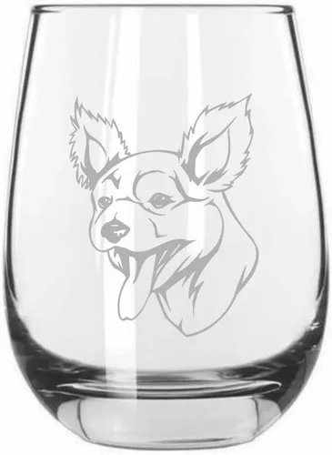 Miniatura 446 de Sakhalin Husky Dog - Copa de vino grabada personalizada de 15.25 onzas sin tallo