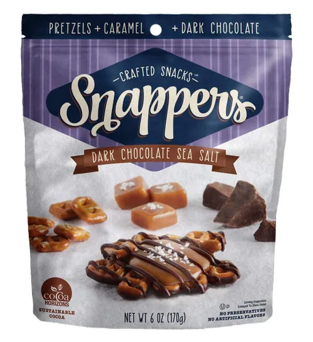 Miniatura 9 de Edward Marc Snappers Racimo de Caramelo Dulce y Pretzels - Bocadillo Crujiente de Pretzel con Chocolate Negro y Sal Marina para Adultos y Niños - 6