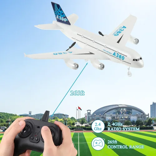Miniatura 7 de Avión RC, avión de control remoto listo para volar, avión RC de 2 canales, Airbus A380, avión de control remoto para niños, adultos, principiantes