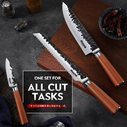 Miniatura 5 de Huusk Juego de cuchillos de cocina japonés de 3, juego de cuchillos de chef profesionales para cocina, juegos de cuchillos de cocina afilados