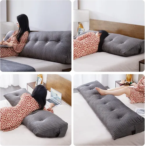 Miniatura 4 de Almohada Grande para Cabecero Almohada de Cuña para Cabecero Almohada de Descanso para Cama Almohada de Lectura Refuerzo Almohada Triangular