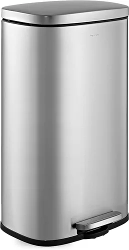 happimess HPM1011A Curtis - Bote de basura con pedal de apertura de 8 galones con tapa de cierre suave, moderno, minimalista, a prueba de huellas