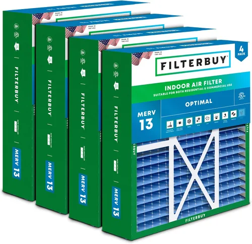 Miniatura 13 de Filterbuy Filtro de aire 10x17x2 MERV 13 Defensa Óptima contra Humo y Alergias (Paquete de 4), Filtros Exteriores Plisados Electrostáticos