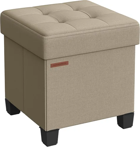 Miniatura 16 de SONGMICS Otomana de almacenamiento, reposapiés otomano pequeño con patas, taburete de pie de 12.6 x 15.8 x 13.2 pulgadas, carga de hasta 660 libras