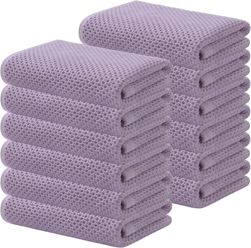 Miniatura 114 de Kitinjoy - Paños de cocina de 100 % algodón, tela de tejido gofrado, paño de limpieza ultrasuave, absorbente y de secado rápido. Gris Oscuro