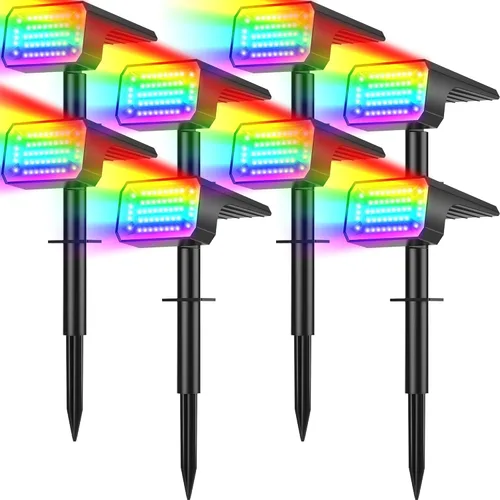 Miniatura 9 de Focos solares para exteriores, impermeables, IP65, [8 paquetes/100 LED/4 modos] 2 en 1, focos solares de paisaje, encendido/apagado automático