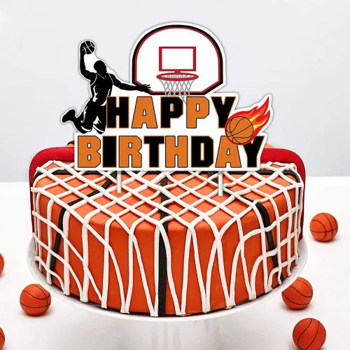 Miniatura 6 de 40 piezas de decoración de fiesta de baloncesto – Cartel de feliz cumpleaños, globos, adornos para pasteles para niños y niñas
