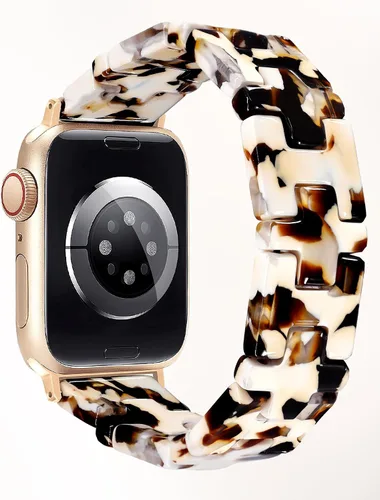Miniatura 8 de JR.DM Pulsera elástica de resina con cuentas de tortuga para mujer, compatible con Apple Watch Band de 1.654 in (S3/2/1) 1.732 in 1.772 in 1.811 in