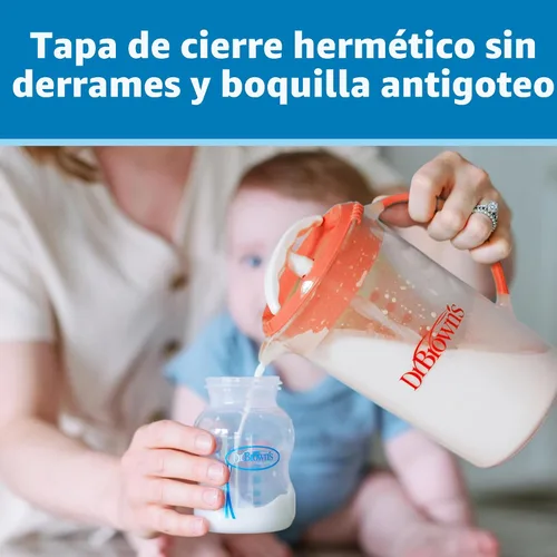 Miniatura 5 de Jarra mezcladora de fórmula para bebés de Dr. Brown's con tapón ajustable, tapa con cierre y boquilla antigoteo, 32oz, libre de BPA, azul