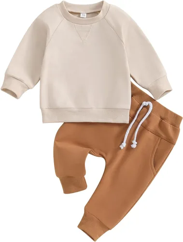 Miniatura 37 de Conjunto de ropa de otoño e invierno para bebé niño pequeño, sudadera de manga larga con colores contrastantes, pantalones elásticos para recién
