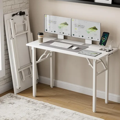 Miniatura 18 de Frylr Pequeño escritorio plegable para computadora, mesa portátil de 35.8 pulgadas para manualidades y estudio, escritorio ligero para espacios