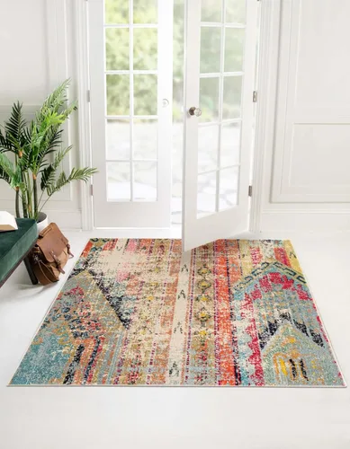Unique Loom Sedona Collection - Alfombra Yosemite (cuadrado de 5 pies 1 pulgada, multicolor)