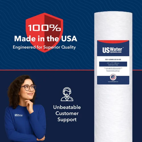 Miniatura 2 de US Water Systems - Filtro de sedimentos de polipropileno hilado de 5 micrones, filtro de agua de 10 x 2.5, cartucho de repuesto para filtro de agua