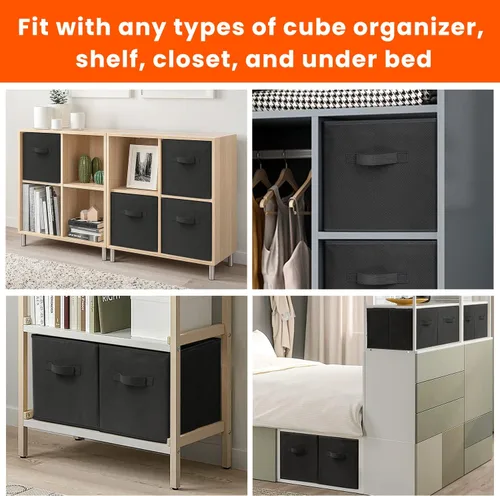 Miniatura 6 de Criusia Cubos de almacenamiento – Contenedores de almacenamiento de tela resistente de 11 pulgadas para estantes, armario, organizador de cubos