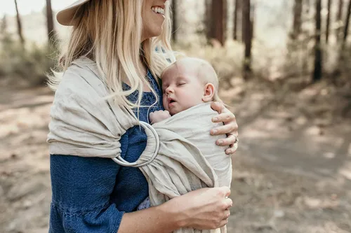Miniatura 6 de Hip Baby Wrap Portabebés con anillo – Portabebés cruzado, regalo ideal para baby shower, tela suave y transpirable, ligero ajustable para bebés a