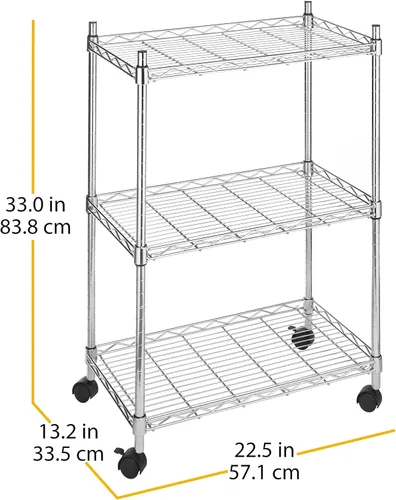 Miniatura 3 de Whitmor Rolling 3 Shelf Cart, Chrome