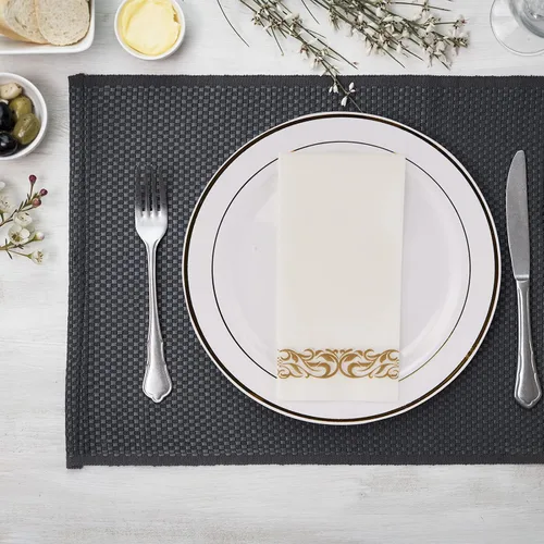 Miniatura 6 de FOCUSLINE 200 toallas de baño desechables con tacto de lino, toallas de mano de papel suaves y absorbentes para invitados, toallas de mano de papel