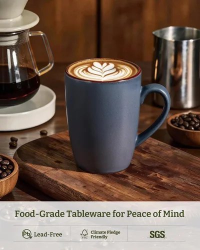 Miniatura 2 de famiware Venus - Tazas de café para 4, juego de tazas de 12 onzas, taza para beber con asa para café, té, cacao, leche, carbón