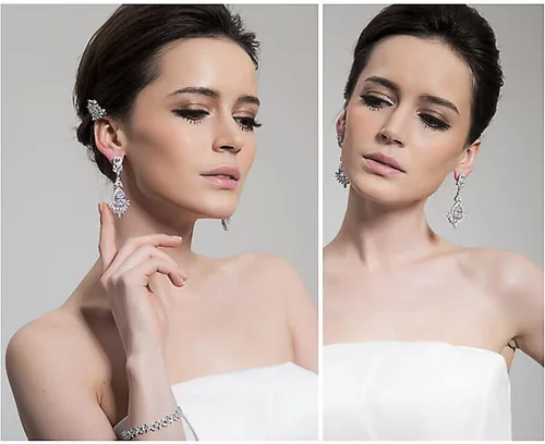 Miniatura 5 de Aretes colgantes de cristal AAAAA Australia chapados en oro blanco para boda, dama de honor, lágrima transparente, circonita cúbica, para mujeres